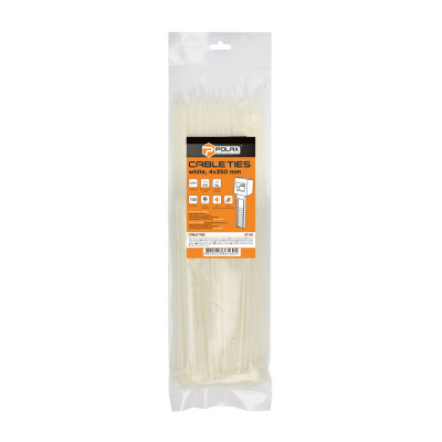 Хомут пластиковий (стяжка) Polax нейлонова 4 х 350мм, білий 100 шт. (37-101)
