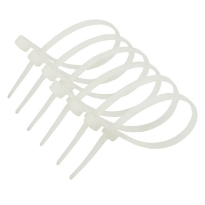 Хомут пластиковий (стяжка) Polax кабельний з монтажним кільцем 4,2 х 220 мм, білий 100 шт. (37-117)