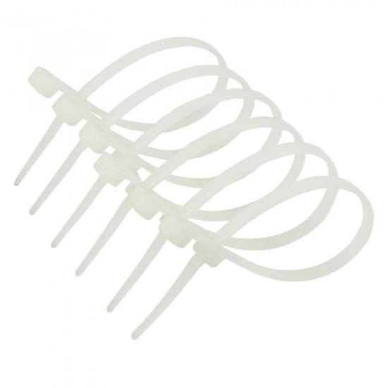 Хомут пластиковий (стяжка) Polax кабельний з монтажним кільцем 4,2 х 220 мм, білий 100 шт. (37-117)