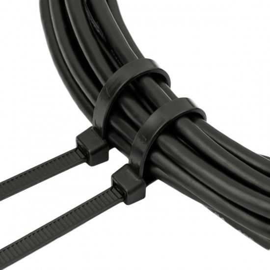 Хомут пластиковий (стяжка) Polax нейлонова 4 х 370мм, чорний 100 шт. (37-104)