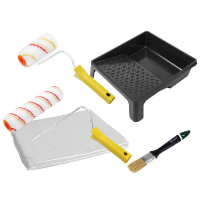 Малярний набір Polax валики "Роял", ванночка, пензель " Англійський "1" і захисна плівка (335-41)