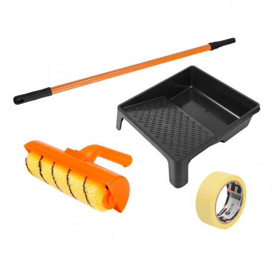 Набір для фарбування стелі Polax валик, телескопічна ручка, ванночка і стрічка малярна (335-47)