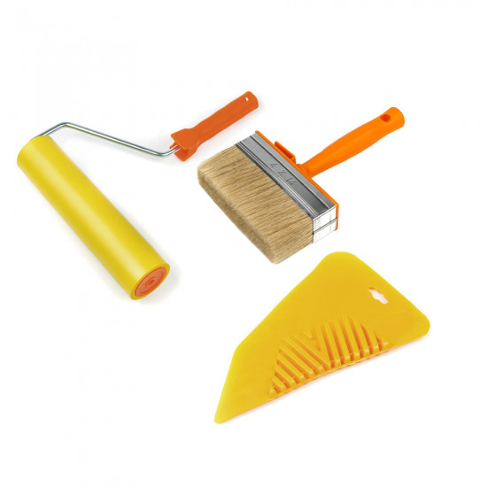 Набір для шпалер Polax притискний валик 250 мм, шпатель шпалерний і пензель макловиця для клею (335-50)