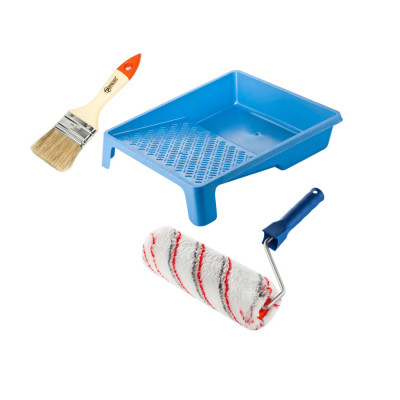 Валик "Мультиколор" 250х58 мм з ручкою, ванночка та пензлик "Стандарт" Polax (770-225)