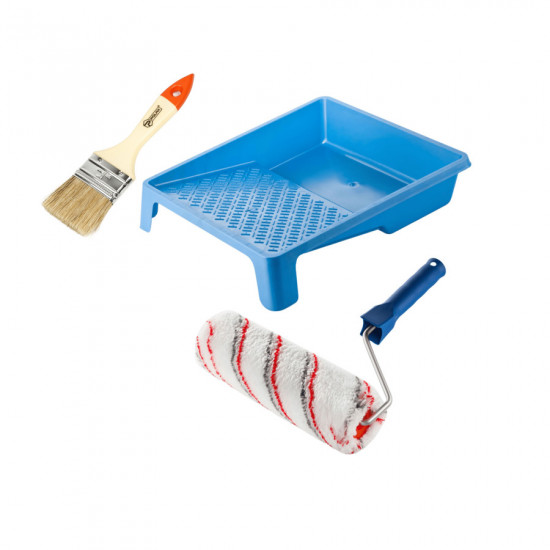 Валик "Мультиколор" 250х58 мм з ручкою, ванночка та пензлик "Стандарт" Polax (770-225)
