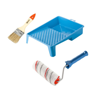Валик "Мультиколор" 150х30 мм з ручкою, ванночка та пензлик "Стандарт" Polax (770-228)