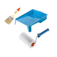 Валик "Поролоновий" 150х80 мм з ручкою, ванночка та пензлик "Стандарт" Polax (770-281)