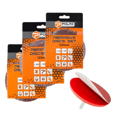 Наждачні круги на липучці (К120, К320, К600) та платформа Polax (335-61)