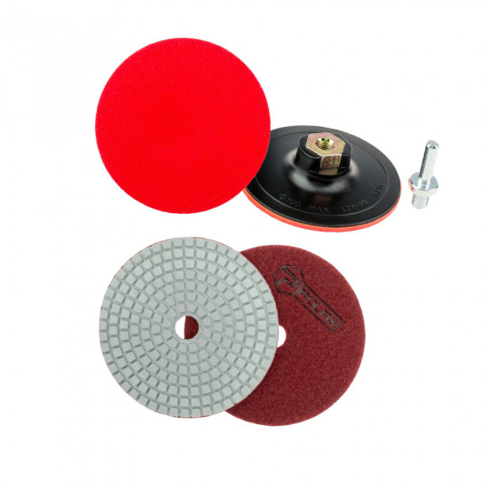 Диск алмазний шліфувальний "Черепашка" P400 та тримач на липучці Polax (335-78)