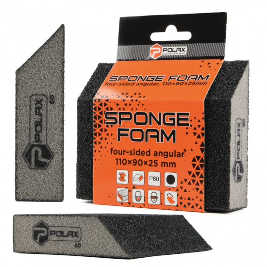 Губка шліфувальна P60 Polax кутова 110х90х25 мм (54-183)