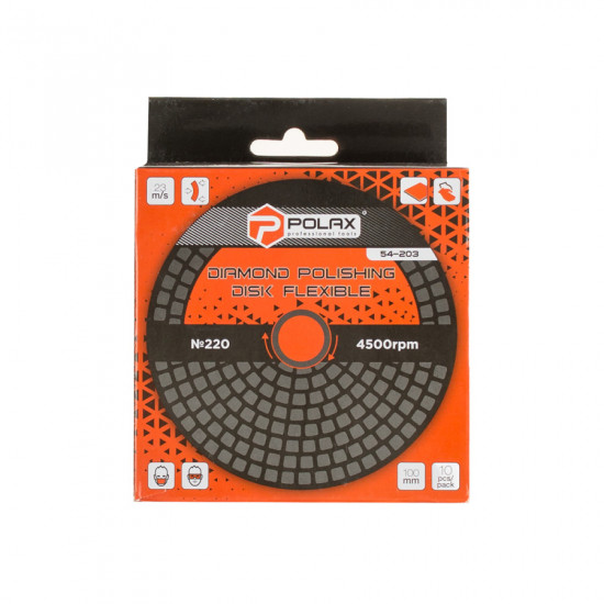 Диск алмазний Polax шліфувальний гнучкий на липучці "Черепашка" 100 мм, P220 (54-203)