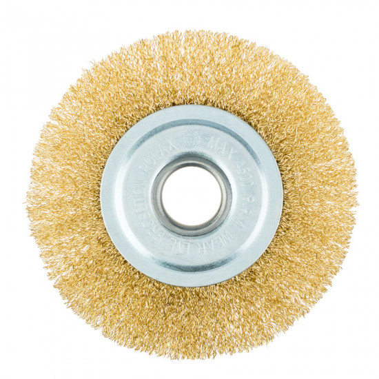 Щітка дискова 125 мм, для УШМ, М14, гофр. пров., латунована Polax (54-178)