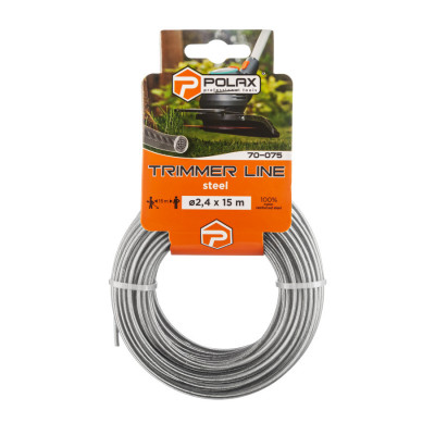 Жилка для тримера "Коло зі сталевим кордом" 2,4 мм Polax 15 м (70-075)