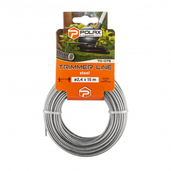 Жилка для тримера "Коло зі сталевим кордом" 2,4 мм Polax 15 м (70-075)