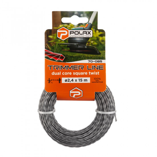 Жила для триммера "Крученный квадрат с кордом" 2,4 мм Polax 15 м (70-085)