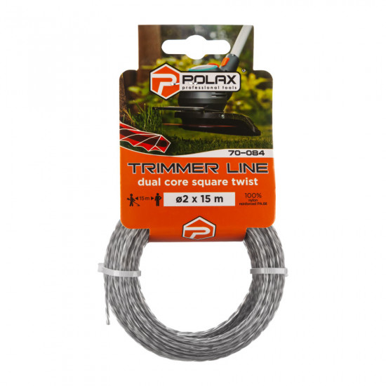 Жилка для триммера "Кручёный квадрат с кордом" 2 мм Polax 15 м (70-084)