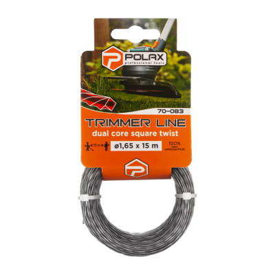 Жилка для тримера "Кручений квадрат з кордом" 1,65 мм Polax 15 м (70-083)