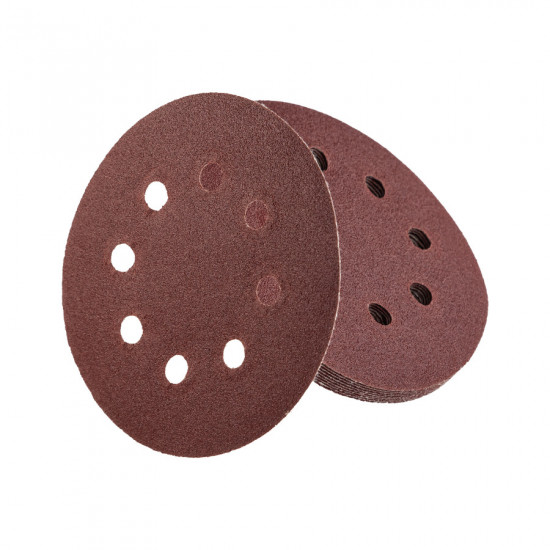 Шліфувальний круг Polax на липучці самозачіпній 125 мм, К100, з отворами (54-216) Шліфувальний круг Polax на липучці самозачіпній 125 мм, К100, з отворами (54-216)