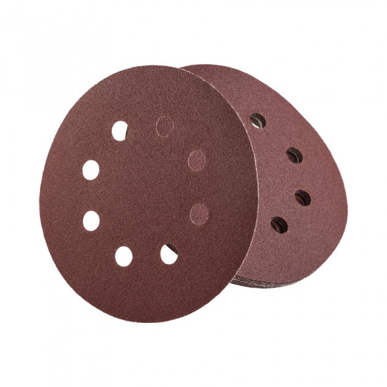 Шліфувальний круг Polax на липучці самозачіпній 125 мм, К120, з отворами (54-217) Шліфувальний круг Polax на липучці самозачіпній 125 мм, К120, з отворами (54-217)