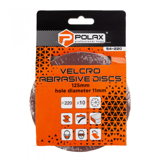 Шліфувальний круг Polax на липучці самозачіпній 125 мм, К220, з отворами (54-220)