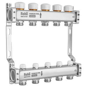 Колектор з термостатичними та запірними клапанами Roho R805-05M - 1"x 5 вих. (RO1045)