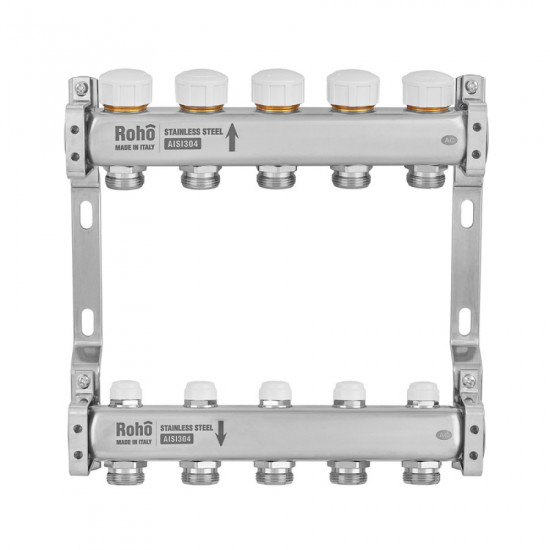 Колектор з термостатичними та запірними клапанами Roho R805-05M - 1"x 5 вих. (RO1045)