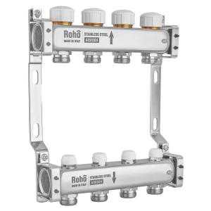 Колектор з термостатичними та запірними клапанами Roho R805-04M - 1"x 4 вих. (RO1044)