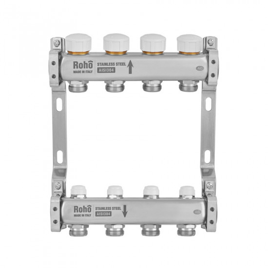 Колектор з термостатичними та запірними клапанами Roho R805-04M - 1"x 4 вих. (RO1044)