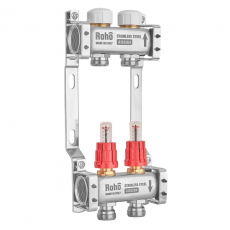 Колектор з витратоміром та термостатичними клапанами Roho R804-02M - 1"x 2 вих. (RO1043)