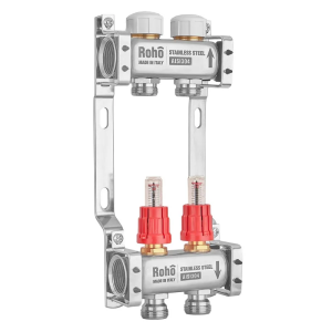 Колектор з витратоміром та термостатичними клапанами Roho R804-02M - 1"x 2 вих. (RO1043)