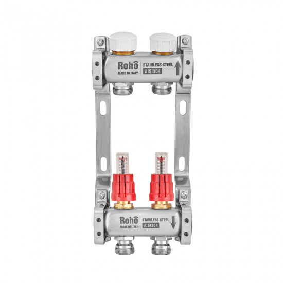 Колектор з витратоміром та термостатичними клапанами Roho R804-02M - 1"x 2 вих. (RO1043)