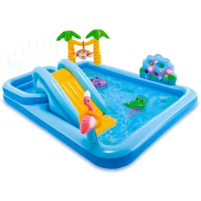 Intex 57161 (254 x 196 x 84см) Дитячий надувний центр з гіркою Пригоди в Джунглях