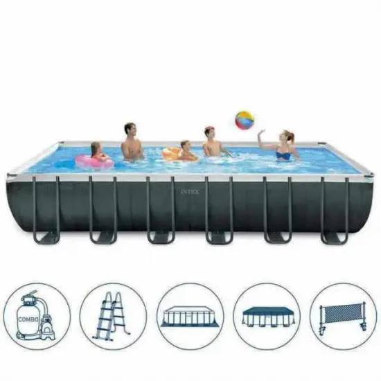 Intex 26368 (732 x 366 x 132см) Каркасний басейн Ultra Frame Rectangular найповніший комплект