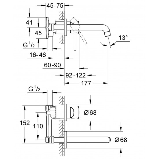 Змішувач для раковини прихованого монтажу Grohe BauClassic (2029200C)