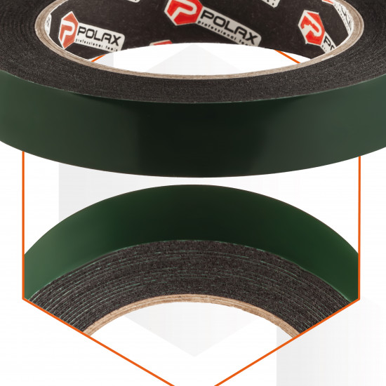 Скотч двосторонній Polax клейка стрічка Стандарт на спіненій основі 19 мм х 5 м (101-033)