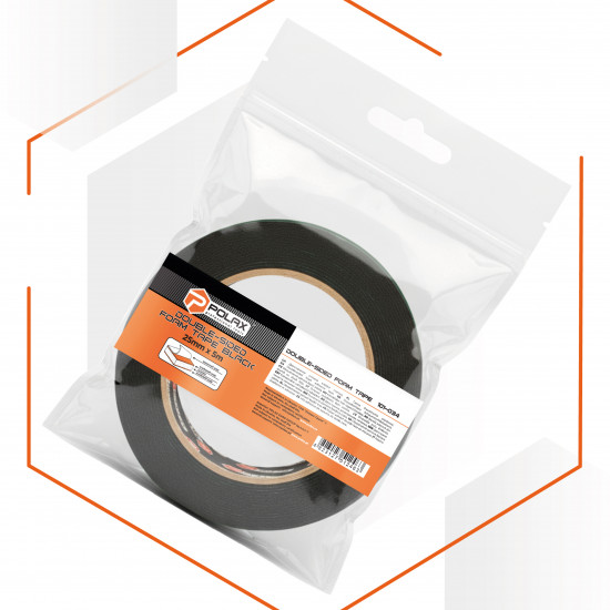 Скотч двосторонній Polax клейка стрічка Стандарт на спіненій основі 25 мм х 5 м (101-034)