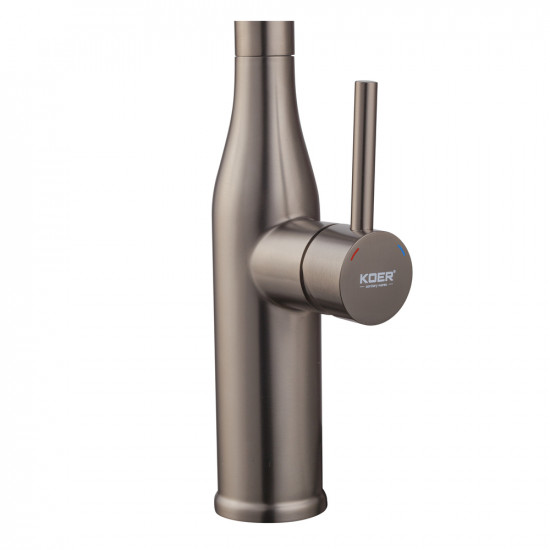 Кухонний змішувач з висувним виливом KOER KI-70004-07 (нерж. сталь) (KR3387)