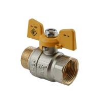 Кран шаровой Nolf classic NFC.722-08-3/4" FM ГШМ YELLOW, ручка "бабочка" жёлтая (NF3130)