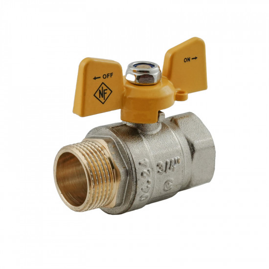 Кран кульовий Nolf classic NFC.722-08-3/4" FM ГШМ YELLOW, ручка "метелик" жовта (NF3130)