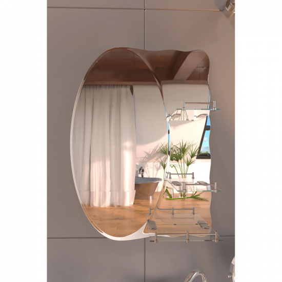 Зеркало настенное Zerix SOLO MOZ01-480x680x100 асимметричное с 3-мя полками (ZX5624)