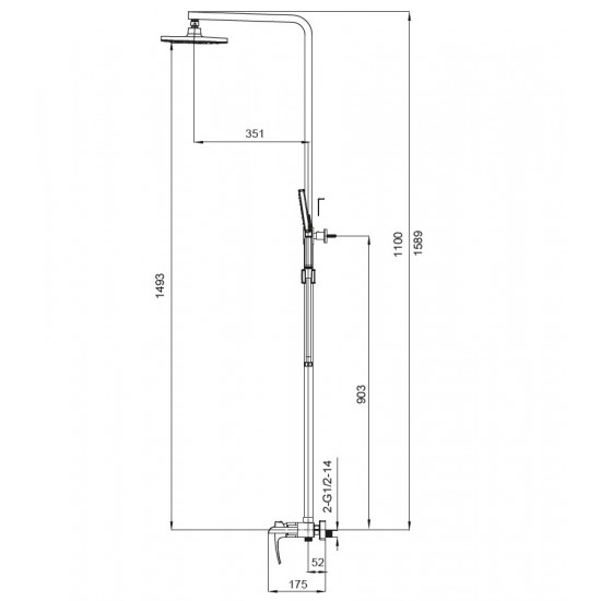 Душова колона із змішувачем водоспад KOER KB-58007-01 (Колір хром) (KR3462)