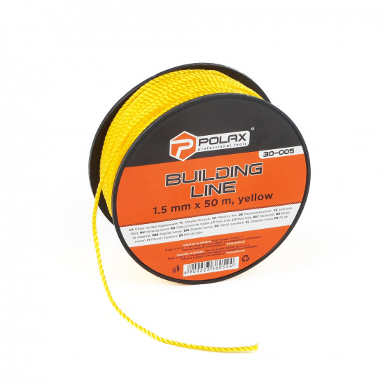 Шнур муляра Polax для будівельних робіт 1,5 мм х 50 м, жовтий (30-005)