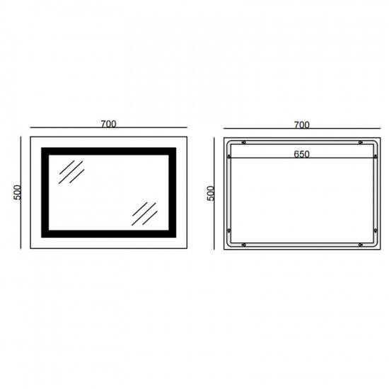 Дзеркало Mixxus Style MR03-70x50 (годинник, LED-підсвічування, антизапотівання) (MI6006)