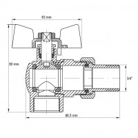 Кран з американкою 3/4" (Koer KR.228.W) кутовий білий (KR0100)