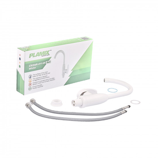 Змішувач для кухні Plamix Cezar-011-B SET White (з підведенням) (PM0667)