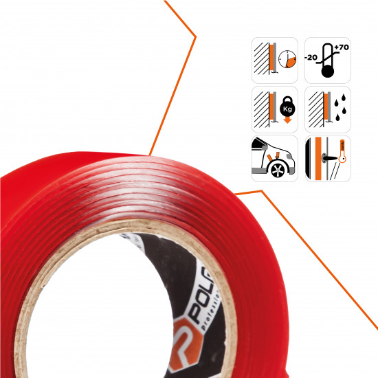 Стрічка двостороння клейка Polax на піно-акриловій основі 15 мм х 2 м (101-039)