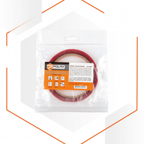 Лента двусторонняя клеящая Polax на пенополиакриловой основе 12 мм х 2 м (101-038)