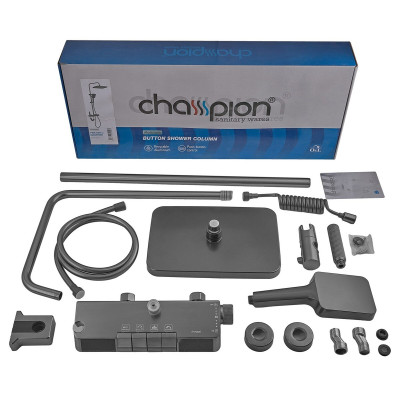 Душова колона Champion PBR-009-J Graphite зі змішувачем з кнопковим перемикачем, 4 режими (CH6502) Душова колона Champion PBR-009-J Graphite зі змішувачем з кнопковим перемикачем, 4 режими (CH6502)
