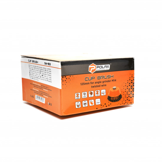 Щітка чашкова 125 мм, для УШМ, М14, кручений дріт Polax (54-163)
