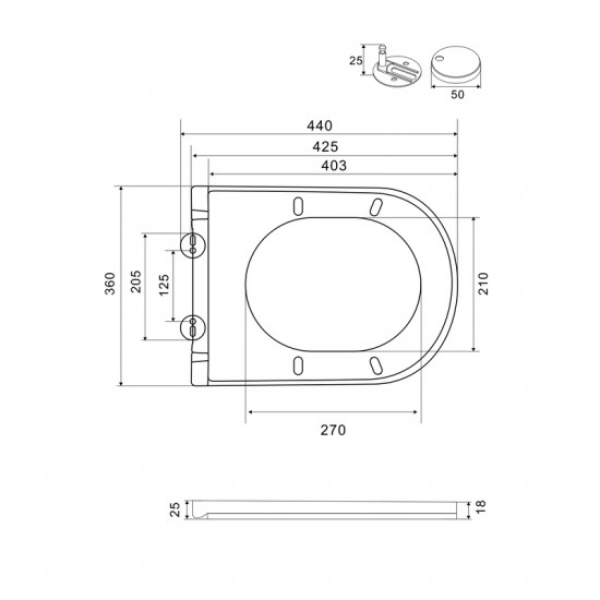 Сидіння-кришка для унітазу Mixxus Premium SEAT COVER ELLIPSE-2006 425х360х25mm дюропласт (MP6689)